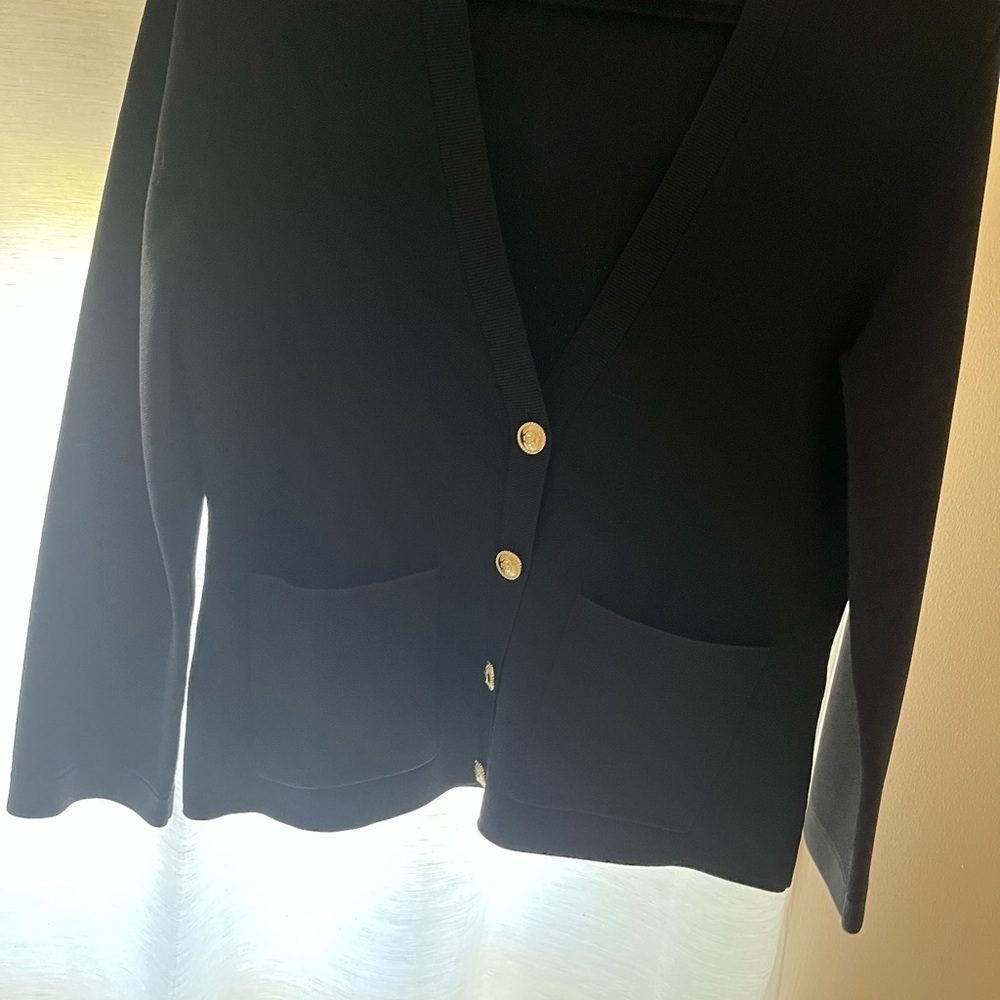 Maje Black Cardigan with Gold Buttons
